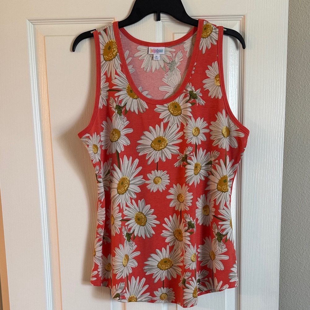 LulaRoe Daisy Print Coral Tank Top - Unbranded